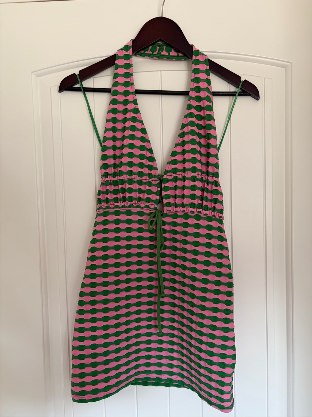 Zara Pink and Green Halter Mini Dress